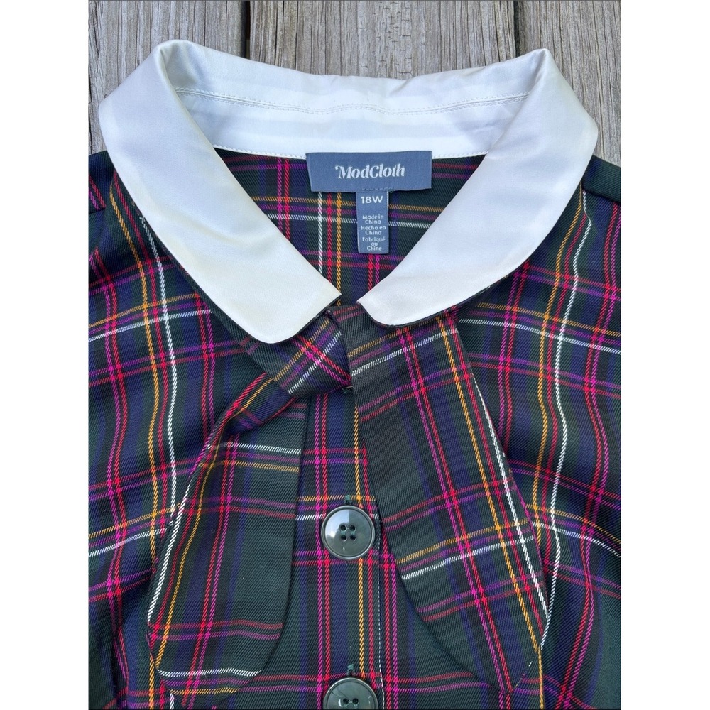 ModCloth Prep School Posh Plaid Fit Flare Dress Retro Dark Academia Size 18W